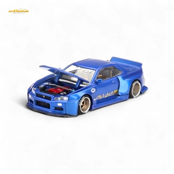Mini GT x Kaido House Nissan Skyline GT-R R34 V2 SHINJUKU BLUE 1:64 (ONLINE ORDER ONLY)