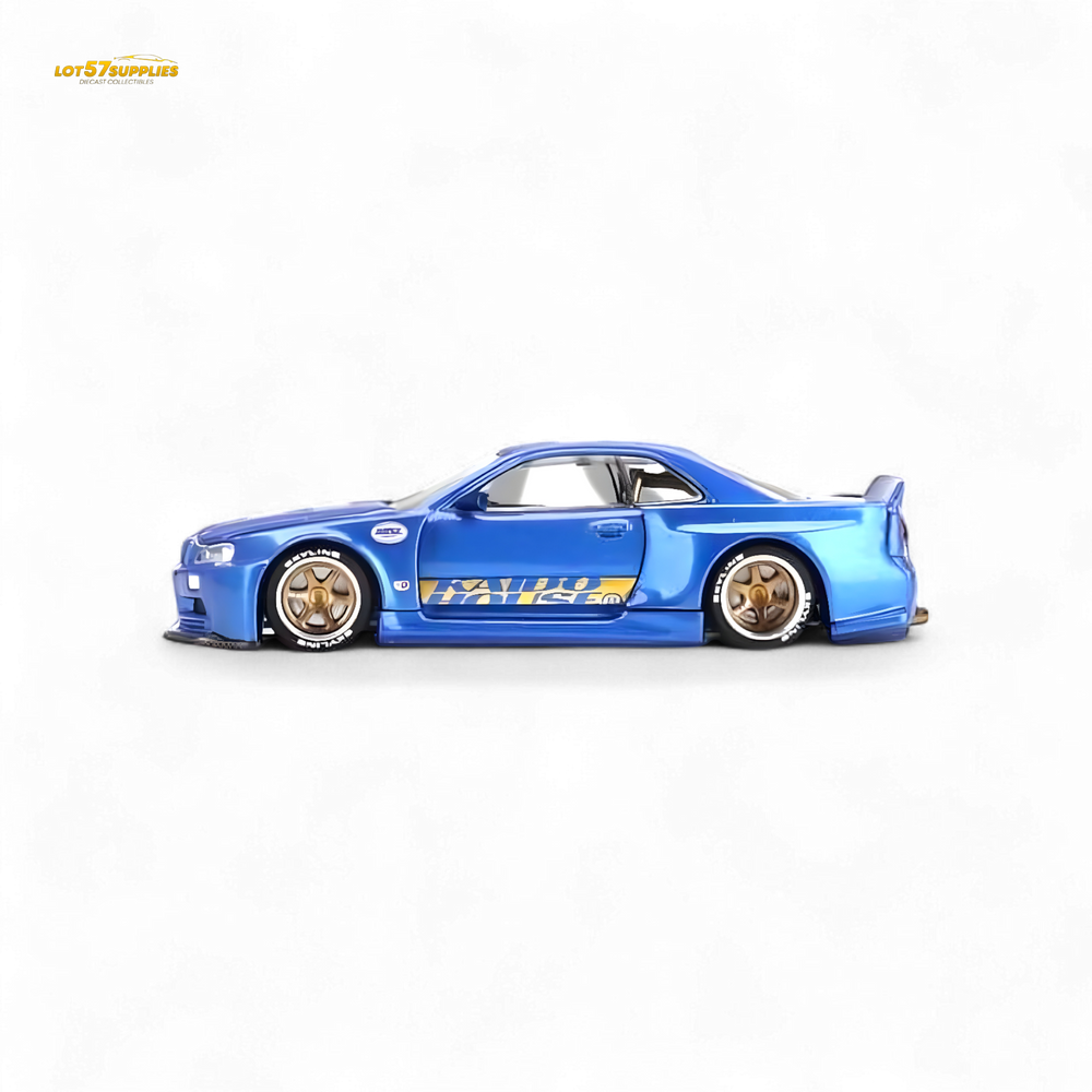 Mini GT x Kaido House Nissan Skyline GT-R R34 V2 SHINJUKU BLUE 1:64 (ONLINE ORDER ONLY)