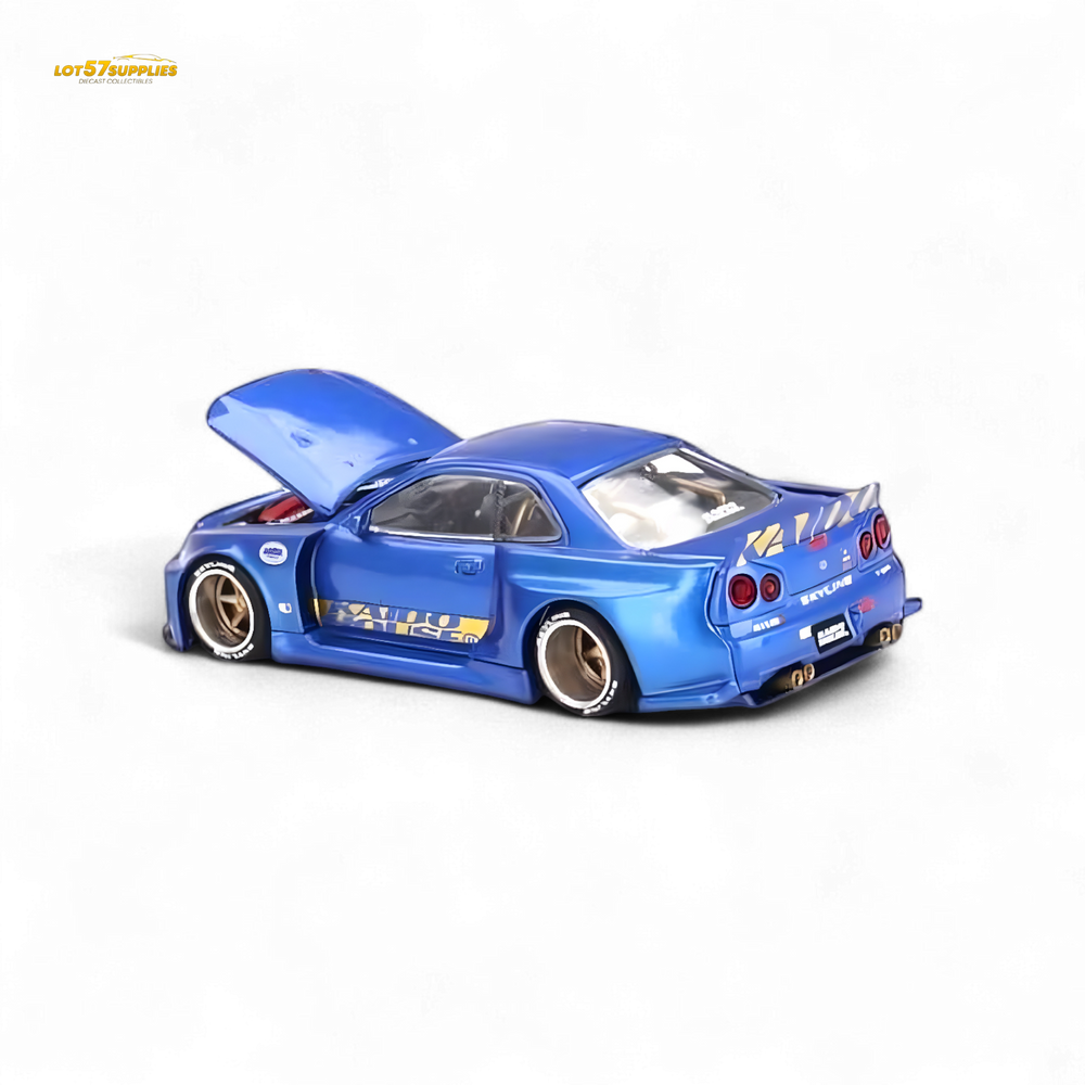 Mini GT x Kaido House Nissan Skyline GT-R R34 V2 SHINJUKU BLUE 1:64 (ONLINE ORDER ONLY)