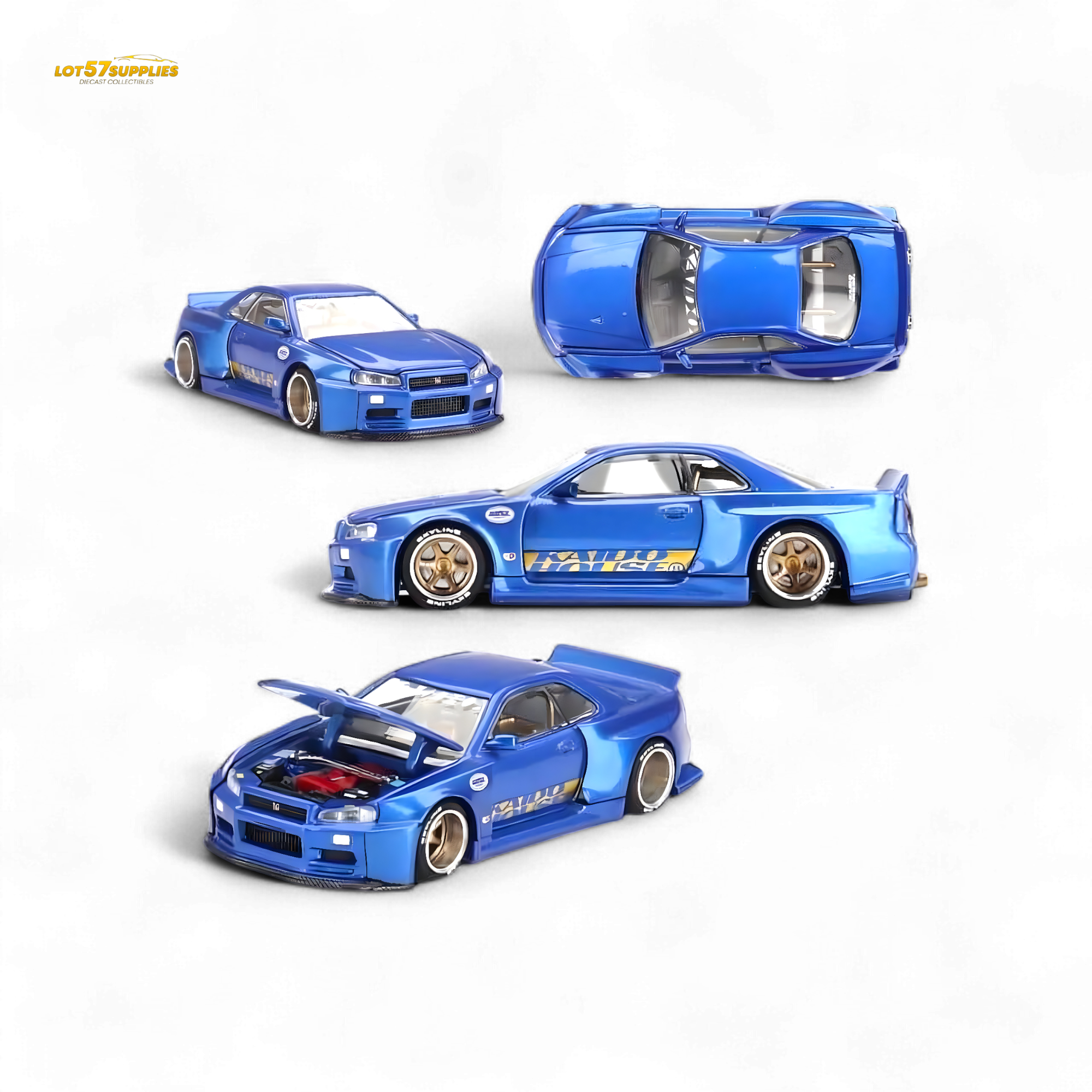 Mini GT x Kaido House Nissan Skyline GT-R R34 V2 SHINJUKU BLUE 1:64 (ONLINE ORDER ONLY)