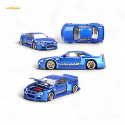 Mini GT x Kaido House Nissan Skyline GT-R R34 V2 SHINJUKU BLUE 1:64 (ONLINE ORDER ONLY)