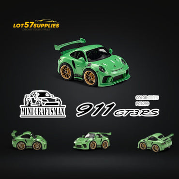 MINICRAFTSMAN 911 GT3 RS Egg Cart GREEN Limited to 299 PCS 1:64 Resin (ONLINE ORDER ONLY)
