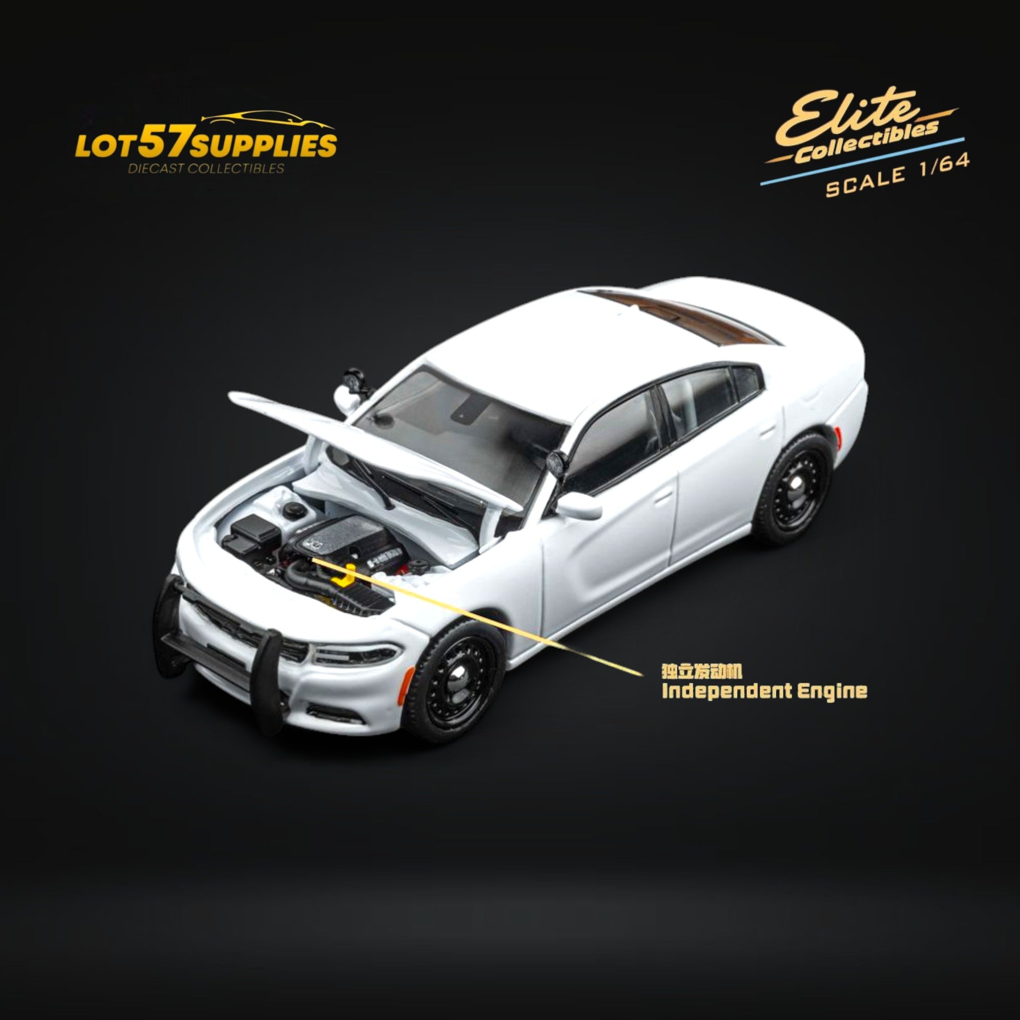 (Pre-Order) Elite Collectibles Dodge Warhorse Unmarked Police Interceptor White 1:64 (ONLINE ORDER ONLY)