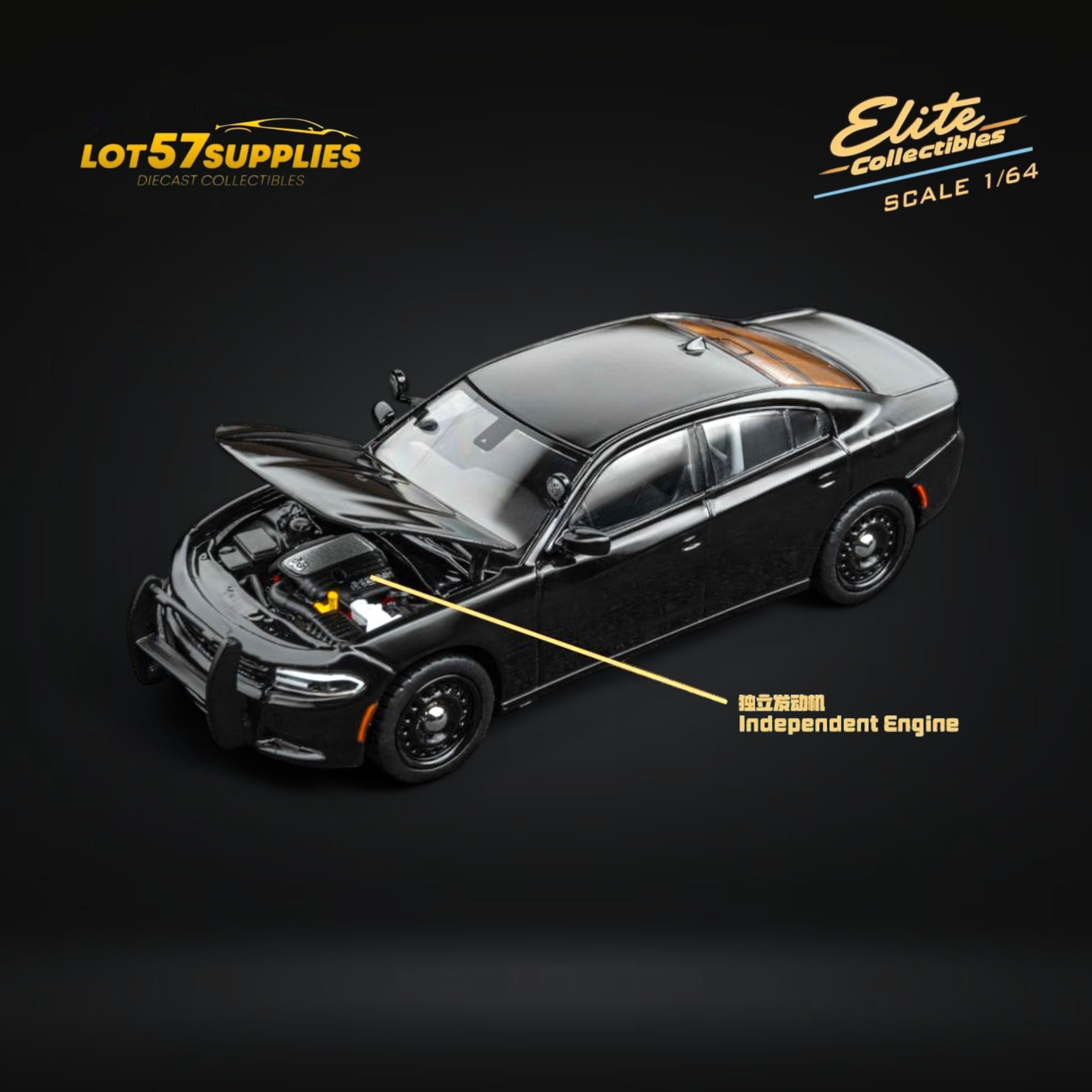 (Pre-Order) Elite Collectibles Dodge Warhorse Unmarked Police Interceptor Black 1:64 (ONLINE ORDER ONLY)