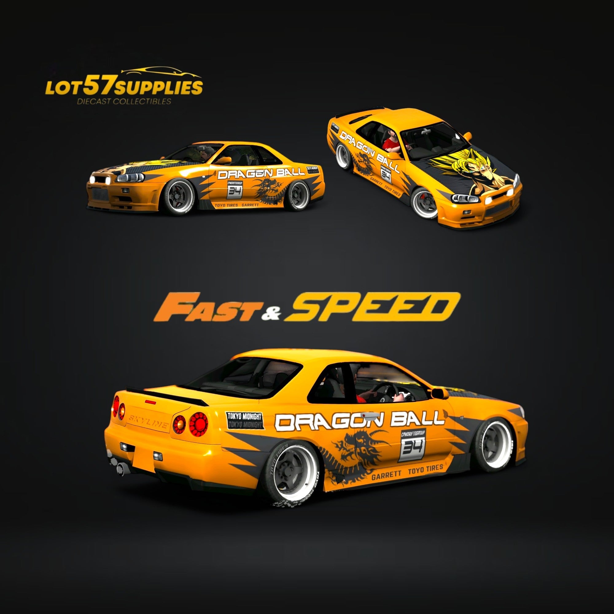 (Pre-Order) Fast Speed Skyline R34 GT-R - Orange 1:64 (ONLINE ORDER ONLY)