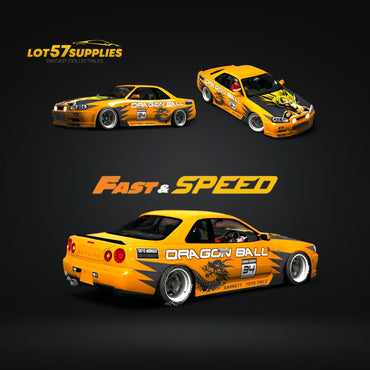 (Pre-Order) Fast Speed Skyline R34 GT-R - Orange 1:64 (ONLINE ORDER ONLY)