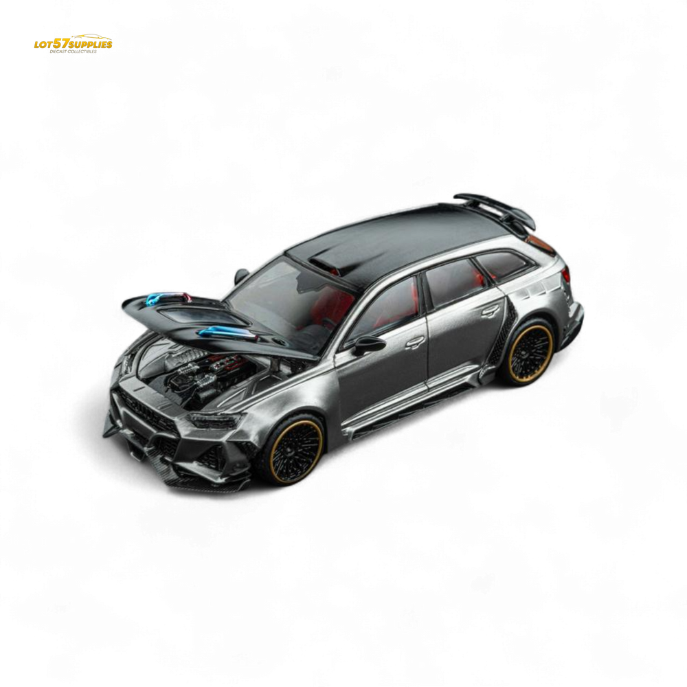 (Pre-Order) DCM Modified Audi RS6 Wagon Silver/Gray With Ferrari Engine & Openable Hood 1:64 (ONLINE ORDER ONLY)