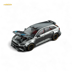 (Pre-Order) DCM Modified Audi RS6 Wagon Silver/Gray With Ferrari Engine & Openable Hood 1:64 (ONLINE ORDER ONLY)