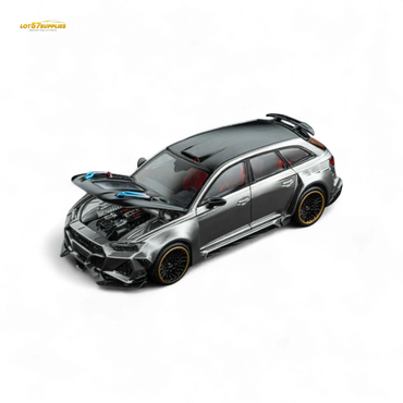 (Pre-Order) DCM Modified Audi RS6 Wagon Silver/Gray With Ferrari Engine & Openable Hood 1:64 (ONLINE ORDER ONLY)