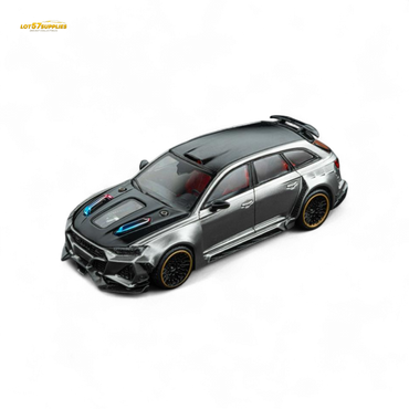 (Pre-Order) DCM Modified Audi RS6 Wagon Silver/Gray With Ferrari Engine & Openable Hood 1:64 (ONLINE ORDER ONLY)
