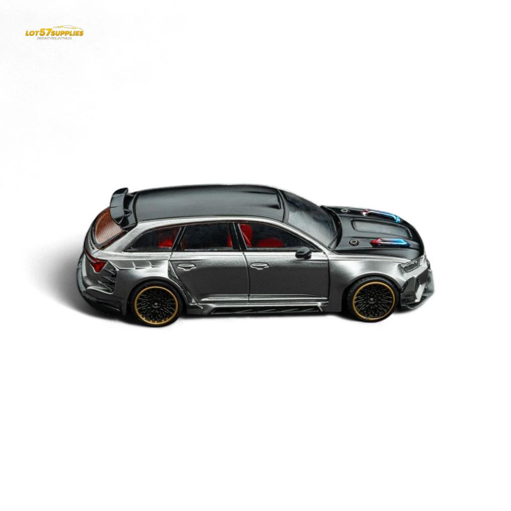 (Pre-Order) DCM Modified Audi RS6 Wagon Silver/Gray With Ferrari Engine & Openable Hood 1:64 (ONLINE ORDER ONLY)