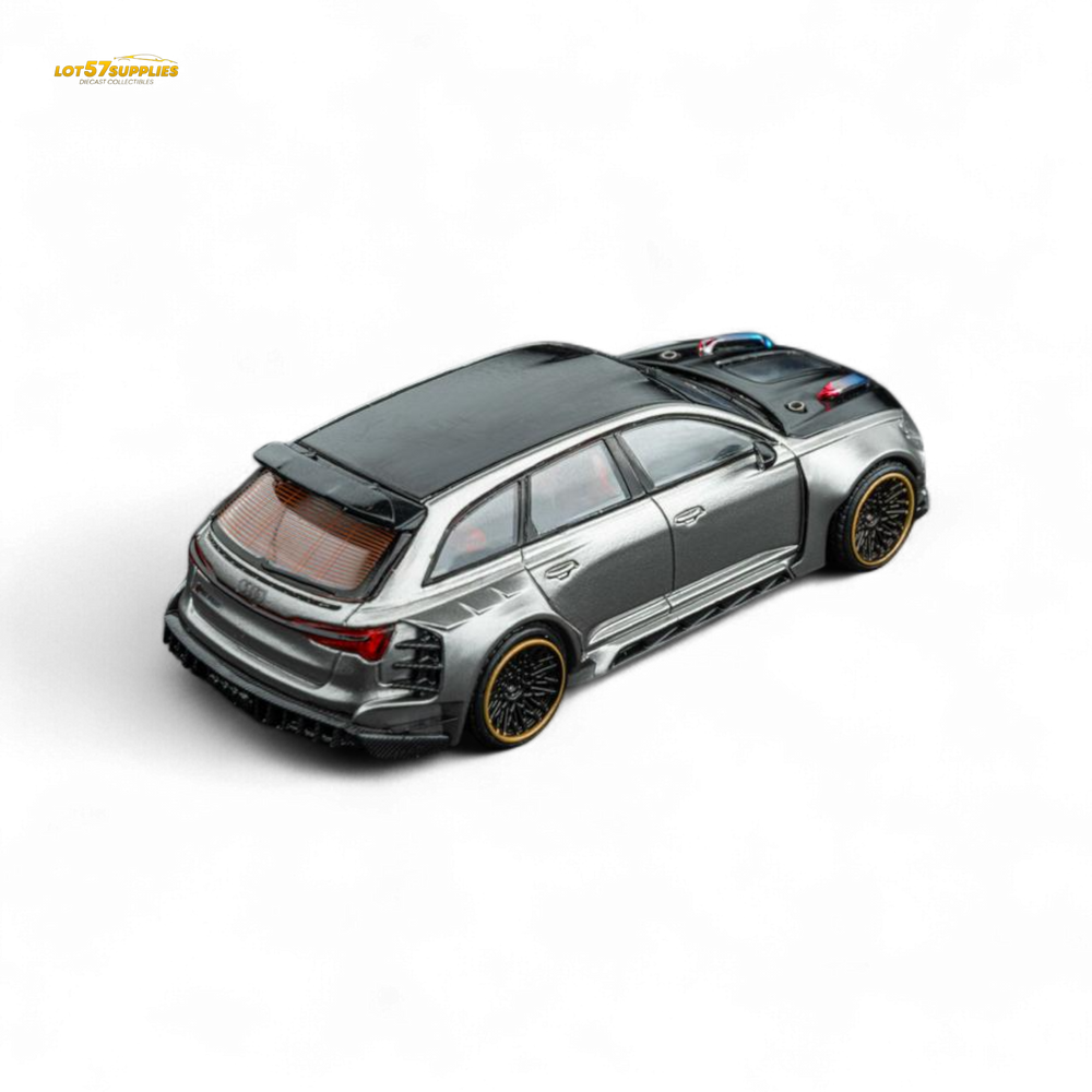 (Pre-Order) DCM Modified Audi RS6 Wagon Silver/Gray With Ferrari Engine & Openable Hood 1:64 (ONLINE ORDER ONLY)