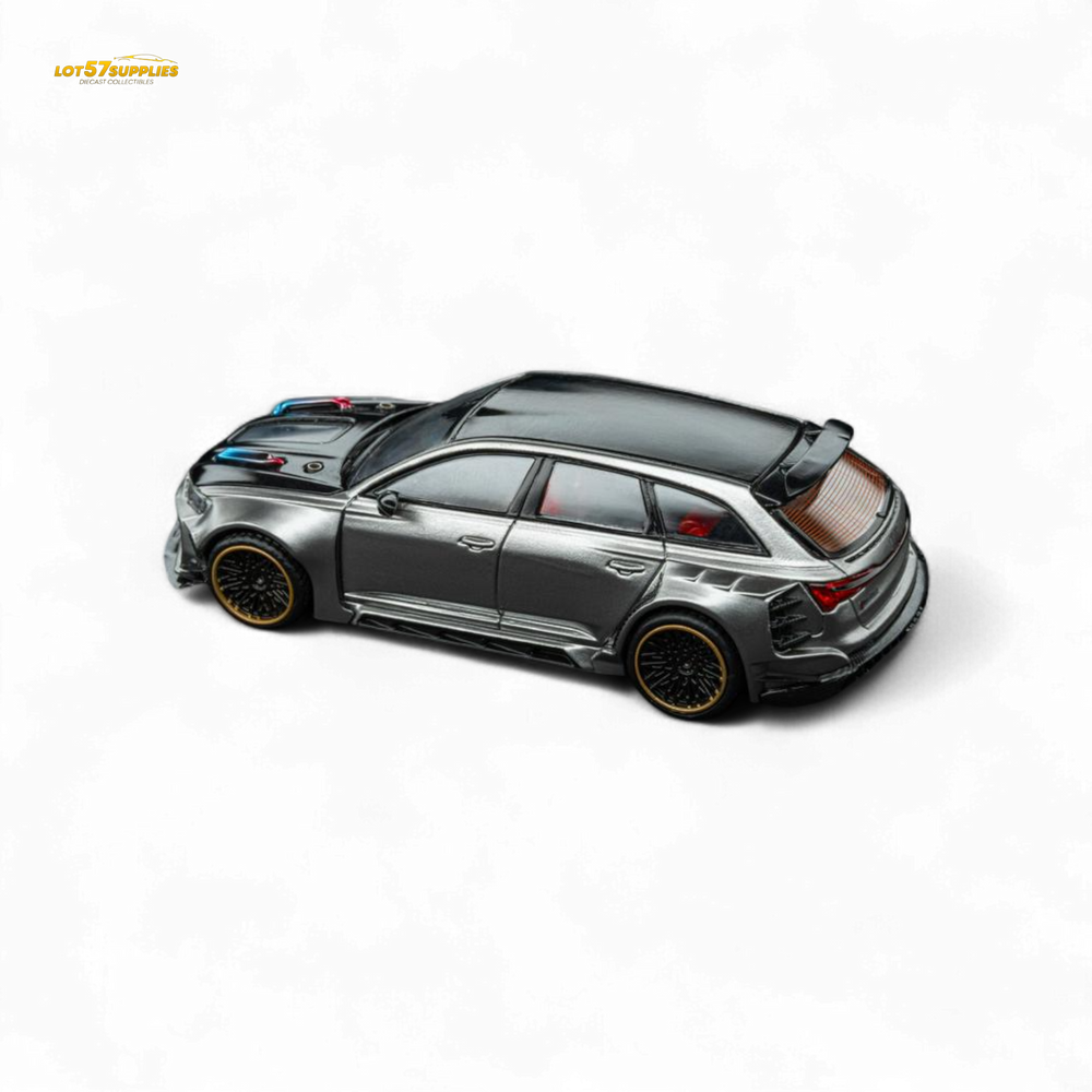 (Pre-Order) DCM Modified Audi RS6 Wagon Silver/Gray With Ferrari Engine & Openable Hood 1:64 (ONLINE ORDER ONLY)