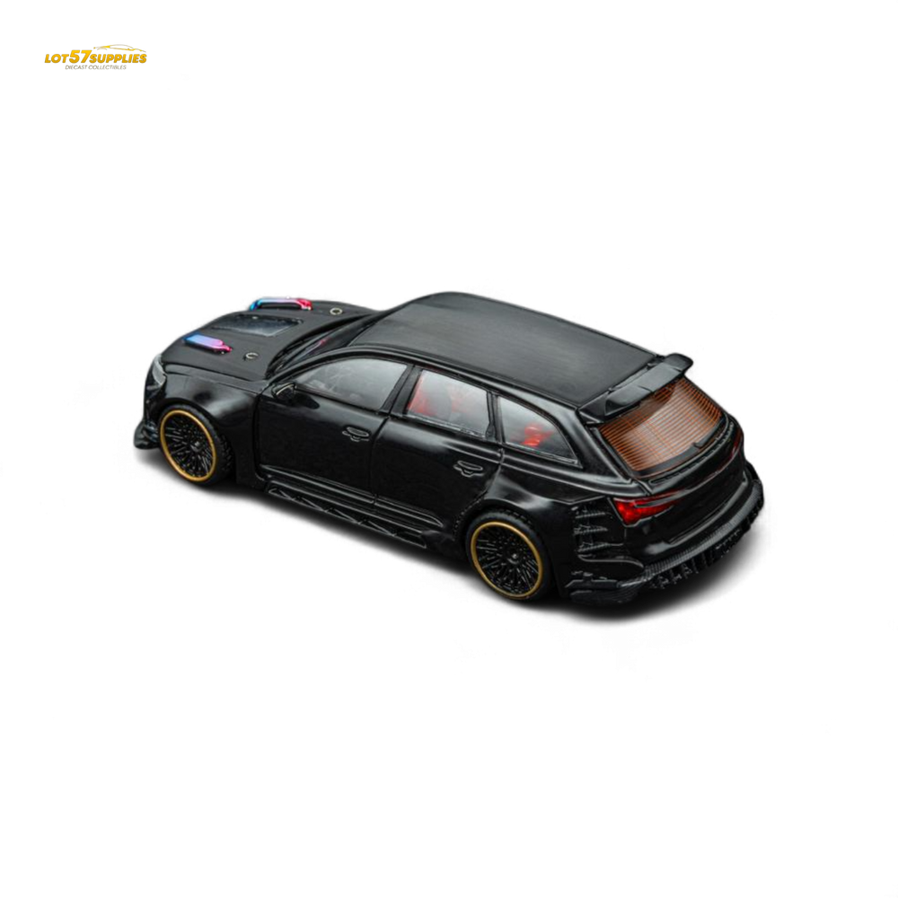 (Pre-Order) DCM Modified Audi RS6 Wagon Metallic Black - Engine & Openable Hood 1:64 (ONLINE ORDER ONLY)