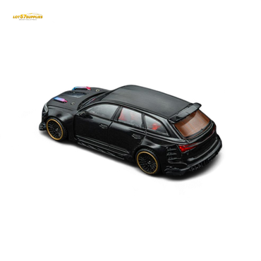 (Pre-Order) DCM Modified Audi RS6 Wagon Metallic Black - Engine & Openable Hood 1:64 (ONLINE ORDER ONLY)
