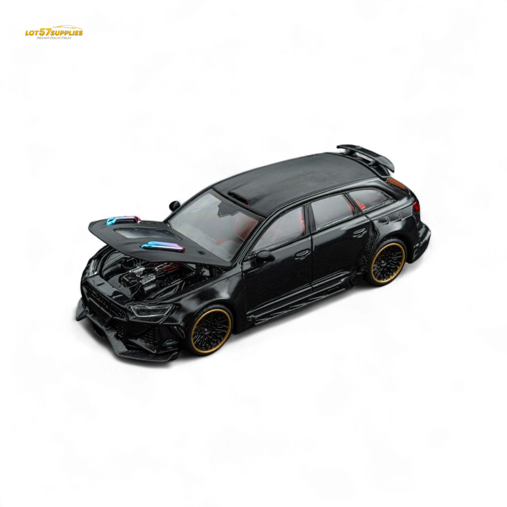(Pre-Order) DCM Modified Audi RS6 Wagon Metallic Black - Engine & Openable Hood 1:64 (ONLINE ORDER ONLY)