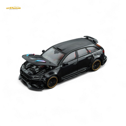 (Pre-Order) DCM Modified Audi RS6 Wagon Metallic Black - Engine & Openable Hood 1:64 (ONLINE ORDER ONLY)