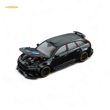 (Pre-Order) DCM Modified Audi RS6 Wagon Metallic Black - Engine & Openable Hood 1:64 (ONLINE ORDER ONLY)