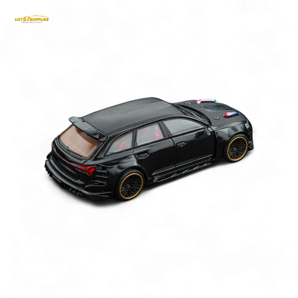 (Pre-Order) DCM Modified Audi RS6 Wagon Metallic Black - Engine & Openable Hood 1:64 (ONLINE ORDER ONLY)