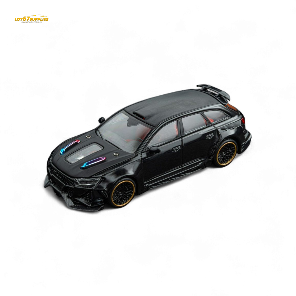 (Pre-Order) DCM Modified Audi RS6 Wagon Metallic Black - Engine & Openable Hood 1:64 (ONLINE ORDER ONLY)