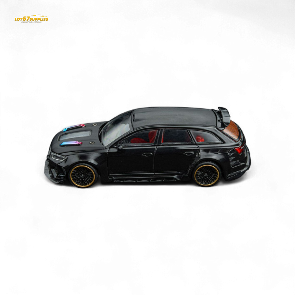 (Pre-Order) DCM Modified Audi RS6 Wagon Metallic Black - Engine & Openable Hood 1:64 (ONLINE ORDER ONLY)