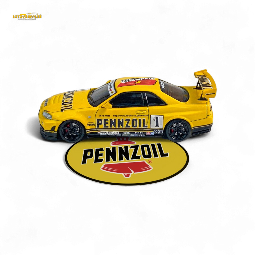 Fast Speed FS 1:64 Skyline GT-R R34 Nismo Z-Tune Pennzoil #1 – Yellow (ONLINE ORDER ONLY)