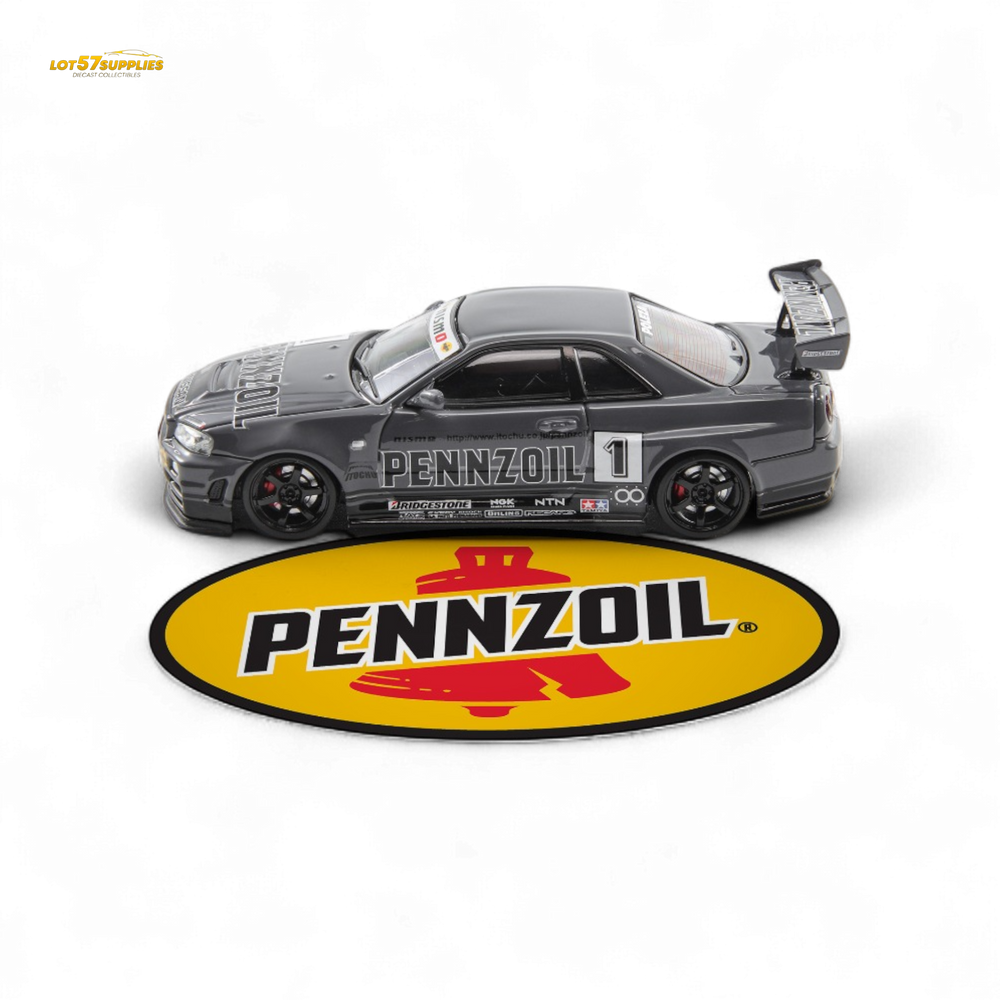 Fast Speed FS 1:64 Skyline GT-R R34 Nismo Z-Tune Pennzoil #1 – Grey (Foshan AIT Exhibition Edition) (ONLINE ORDER ONLY)