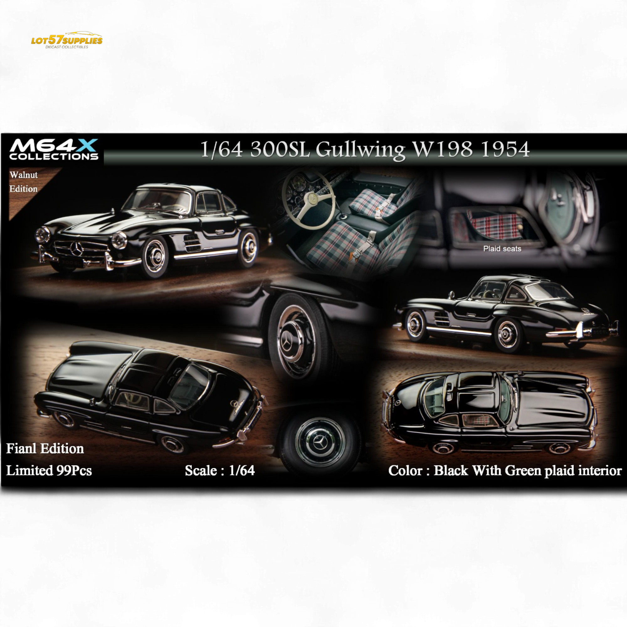 M64X 1:64 300SL W198 1954 Final Edition – Black Limited to 99 Pcs (ONLINE ORDER ONLY)