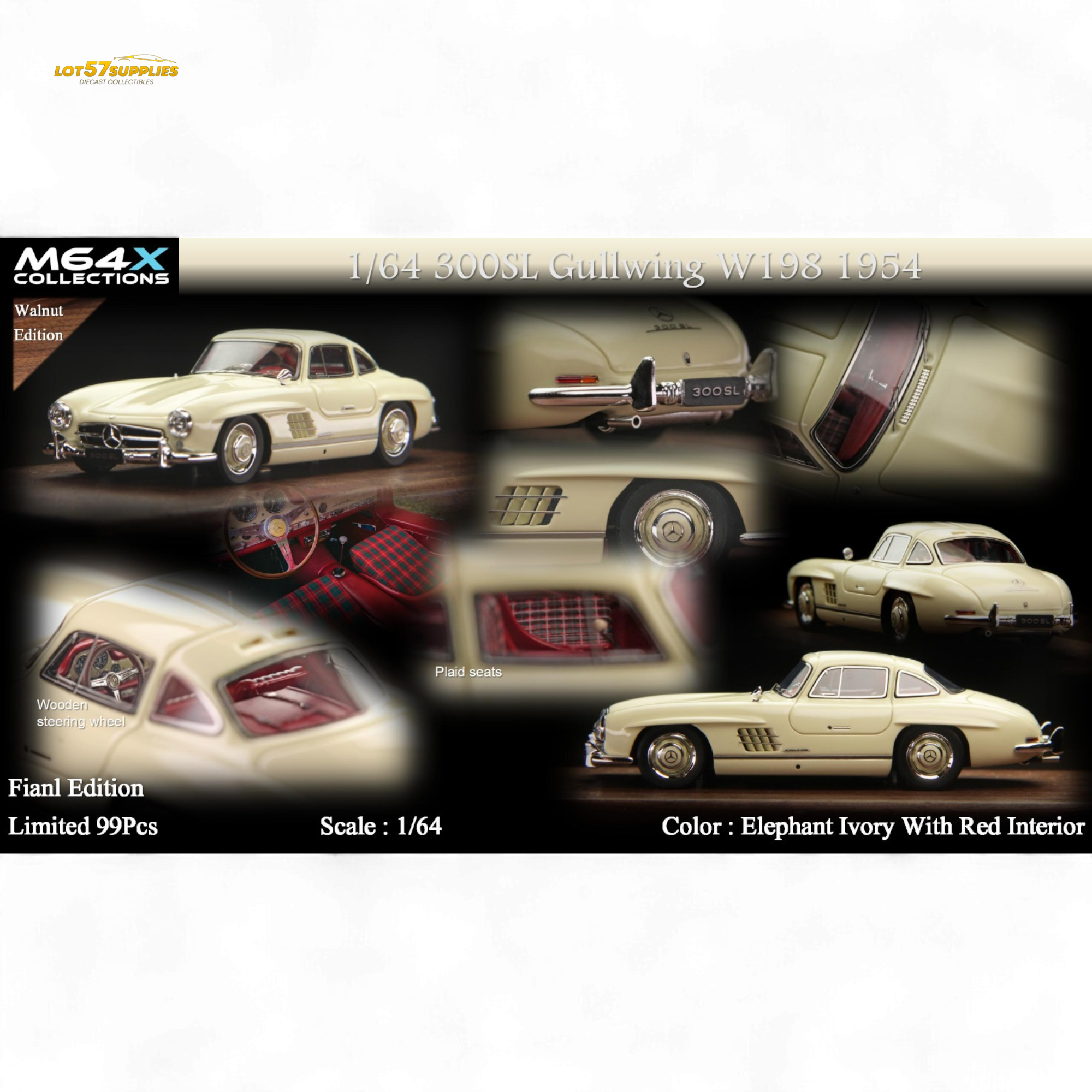 M64X 1:64 300SL W198 1954 Final Edition – Elephant Ivory Limited to 99 Pcs (ONLINE ORDER ONLY)