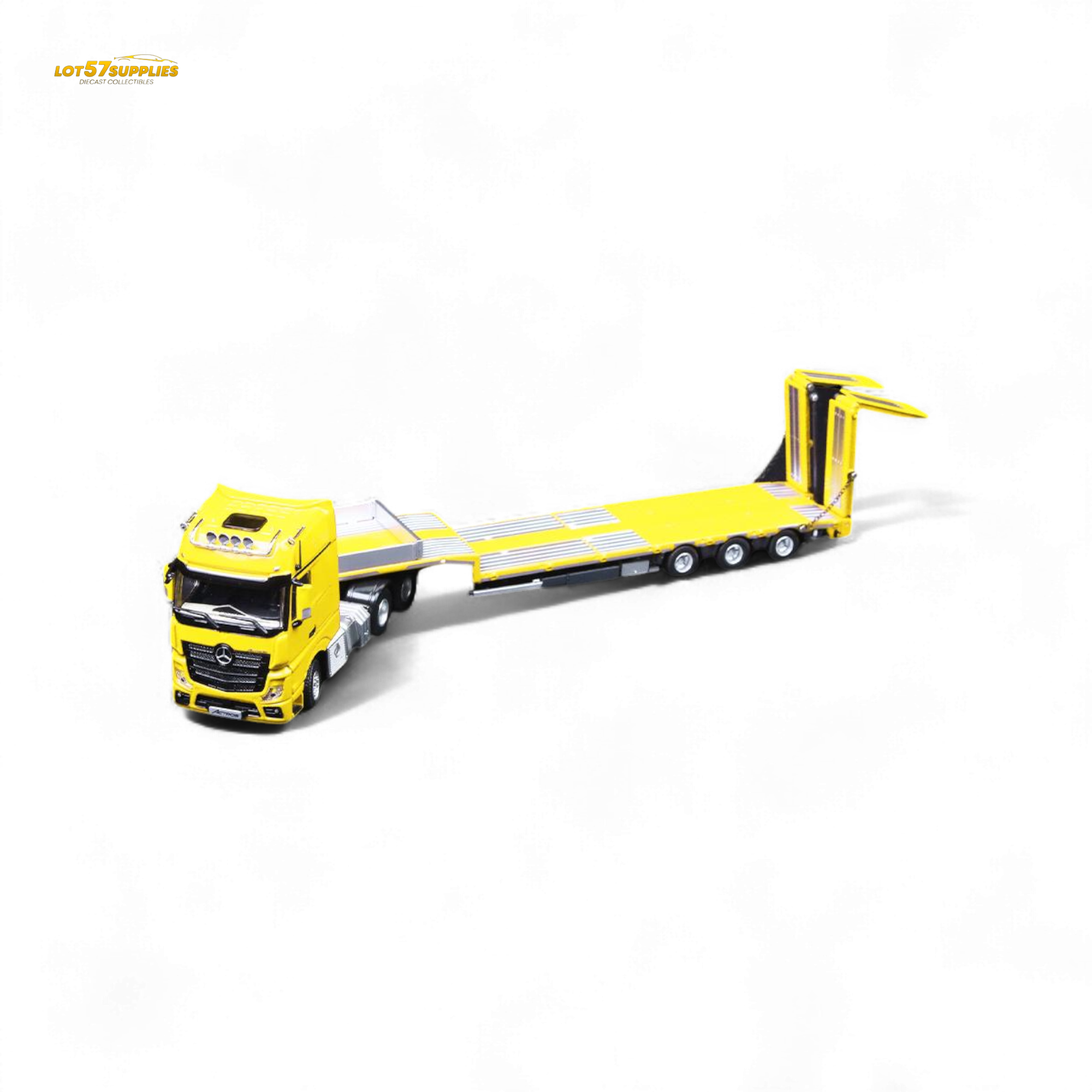 (Pre-Order) TimeMicro & Perka BENZ FLATBED TRANSPORT VEHICLE - Yellow 1/64 (ONLINE ORDER ONLY)