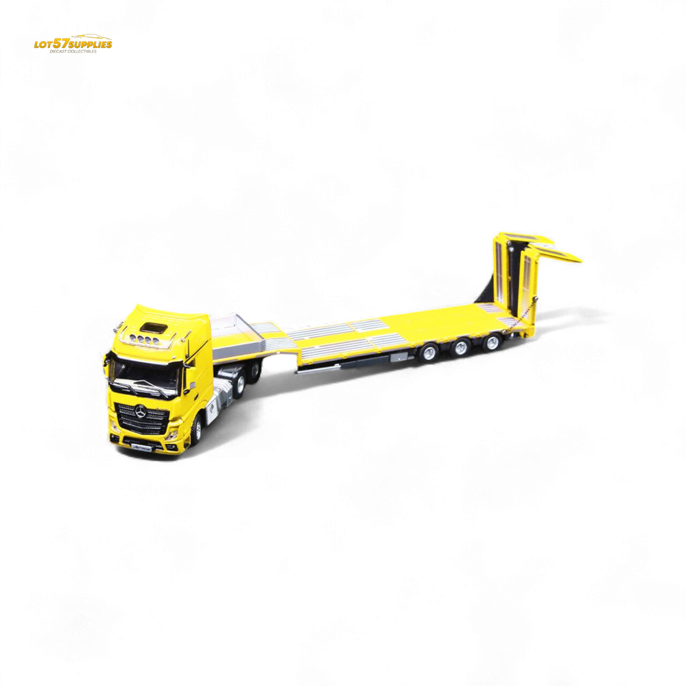 (Pre-Order) TimeMicro & Perka BENZ FLATBED TRANSPORT VEHICLE - Yellow 1/64 (ONLINE ORDER ONLY)