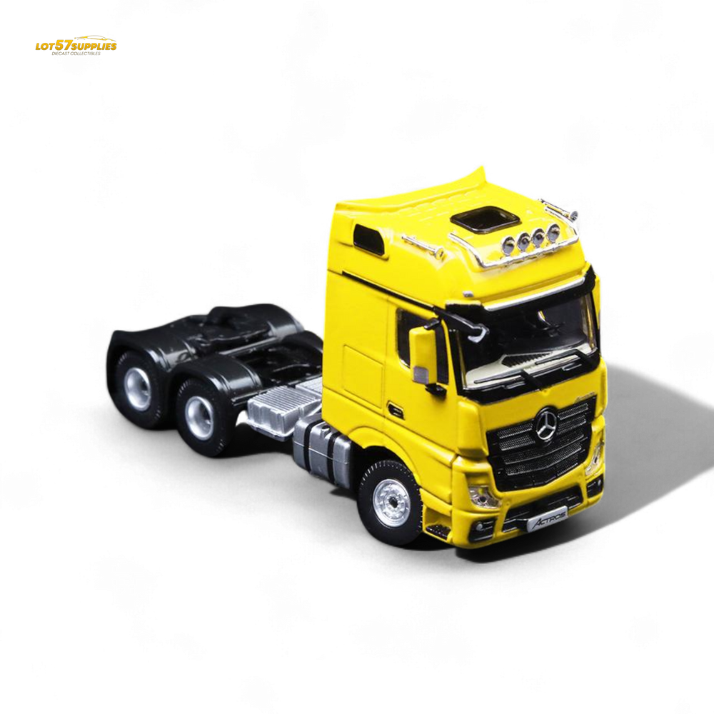 (Pre-Order) TimeMicro & Perka BENZ FLATBED TRANSPORT VEHICLE - Yellow 1/64 (ONLINE ORDER ONLY)