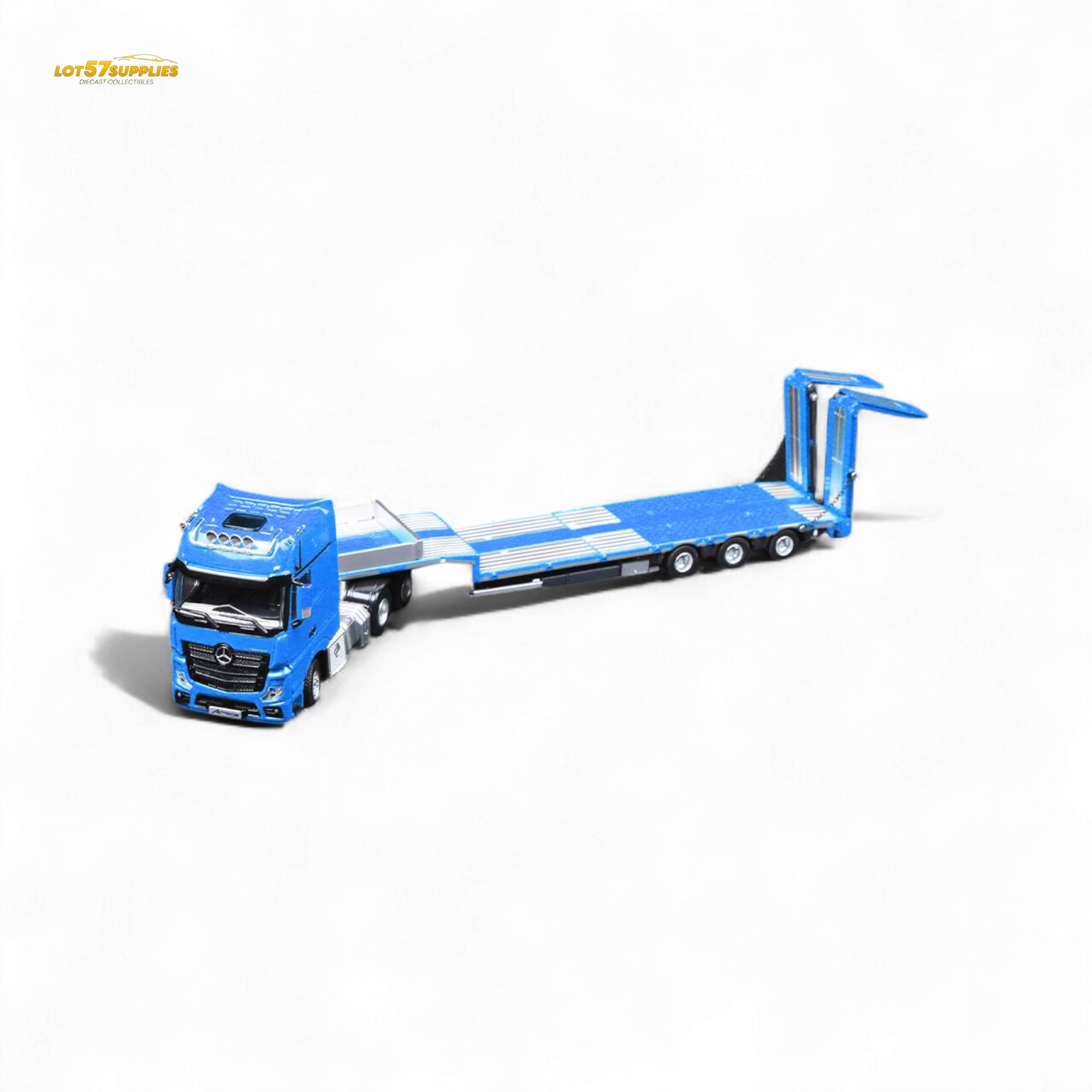 (Pre-Order) TimeMicro & Perka BENZ FLATBED TRANSPORT VEHICLE - Blue 1/64 (ONLINE ORDER ONLY)