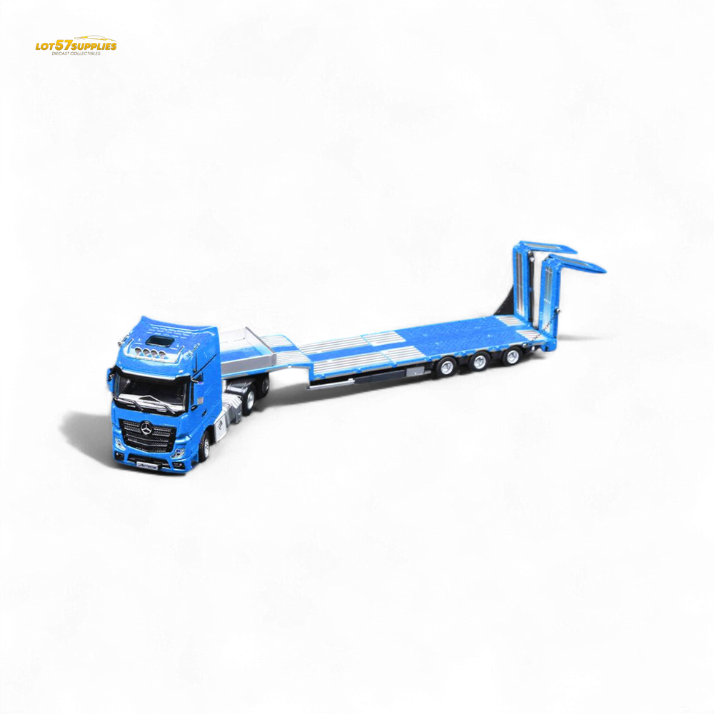 (Pre-Order) TimeMicro & Perka BENZ FLATBED TRANSPORT VEHICLE - Blue 1/64 (ONLINE ORDER ONLY)