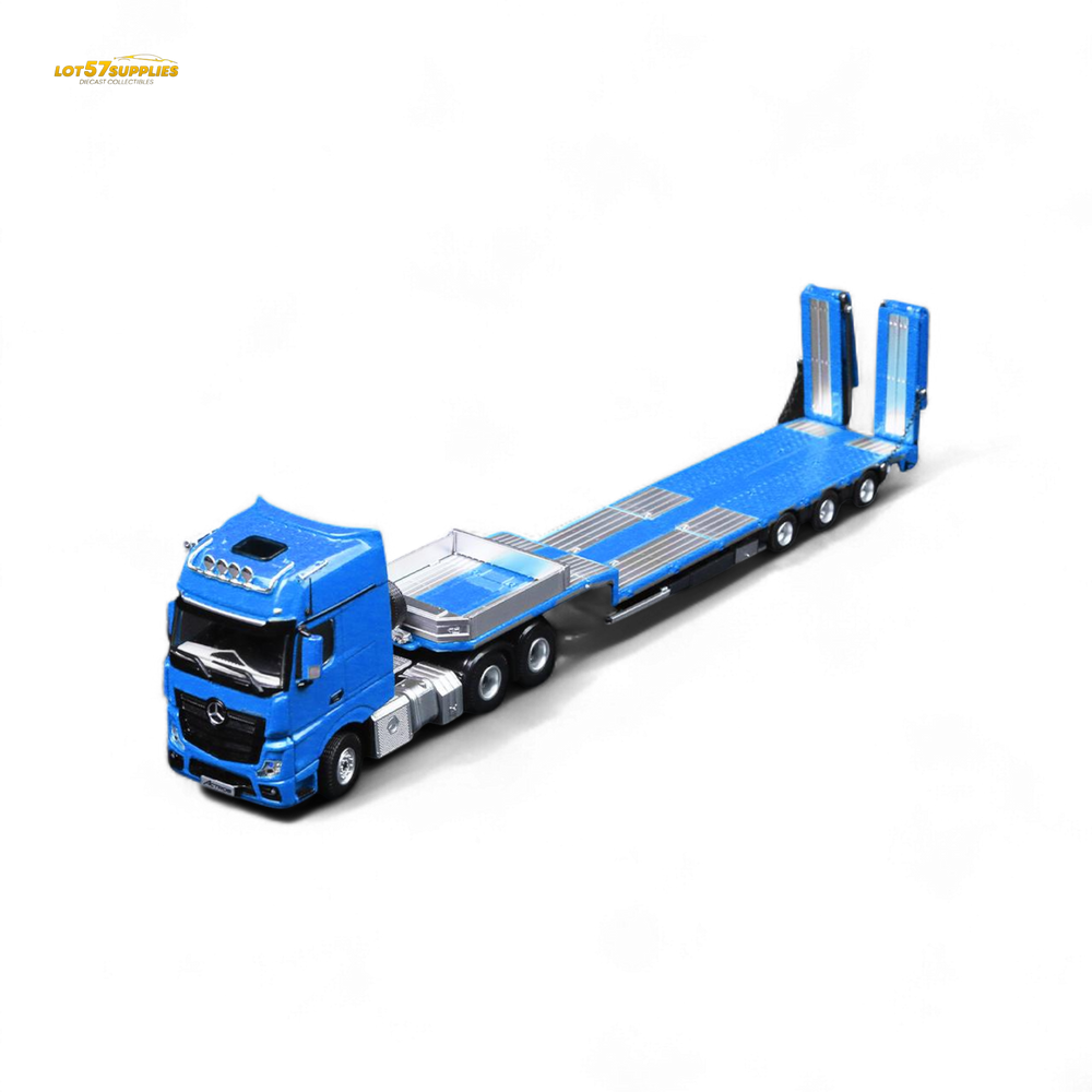 (Pre-Order) TimeMicro & Perka BENZ FLATBED TRANSPORT VEHICLE - Blue 1/64 (ONLINE ORDER ONLY)