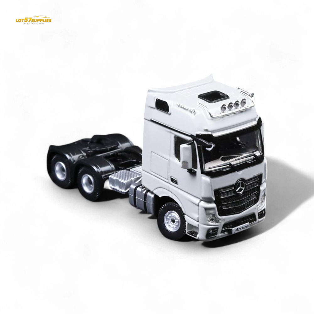 (Pre-Order) TimeMicro & Perka BENZ FLATBED TRANSPORT VEHICLE - White 1/64 (ONLINE ORDER ONLY)