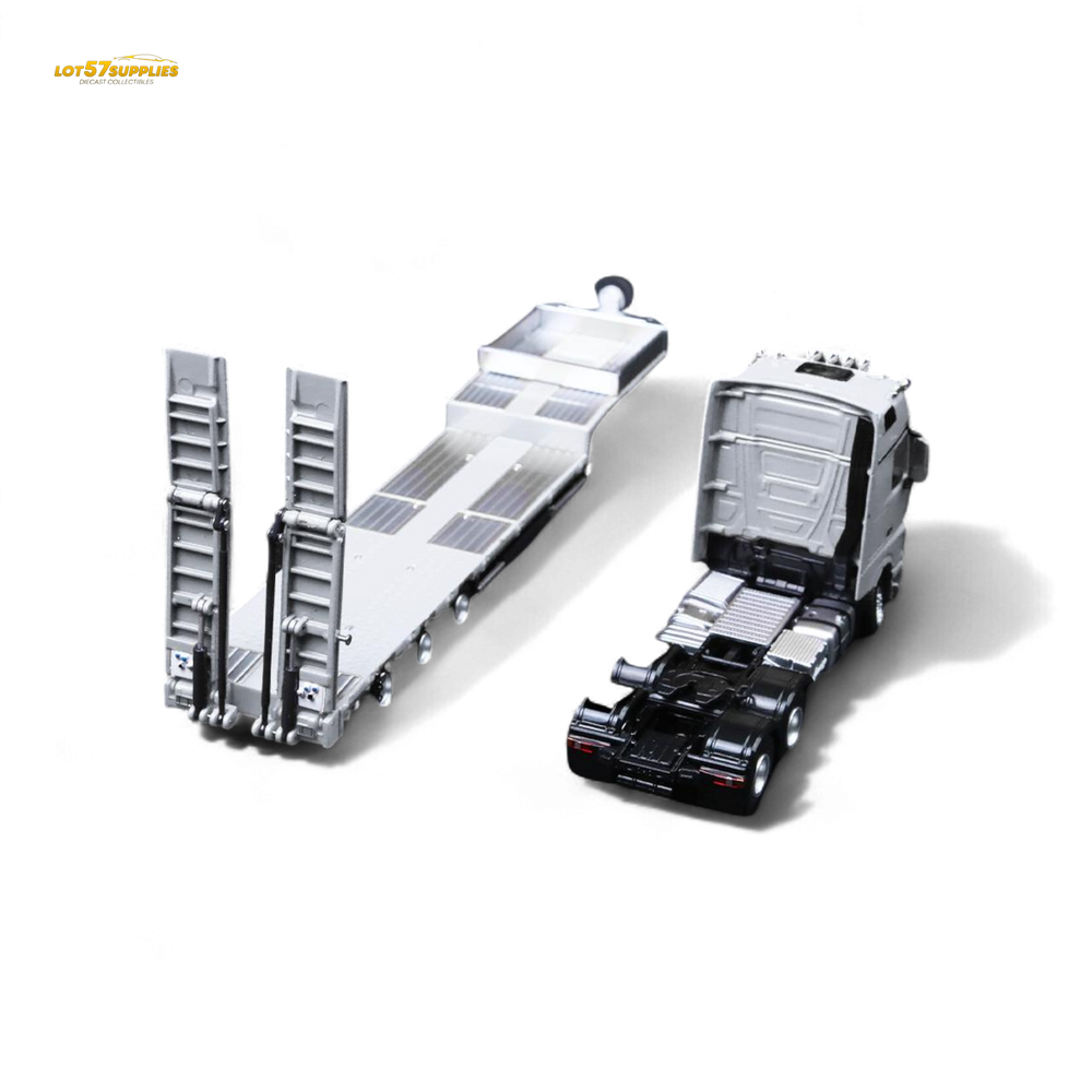 (Pre-Order) TimeMicro & Perka BENZ FLATBED TRANSPORT VEHICLE - White 1/64 (ONLINE ORDER ONLY)