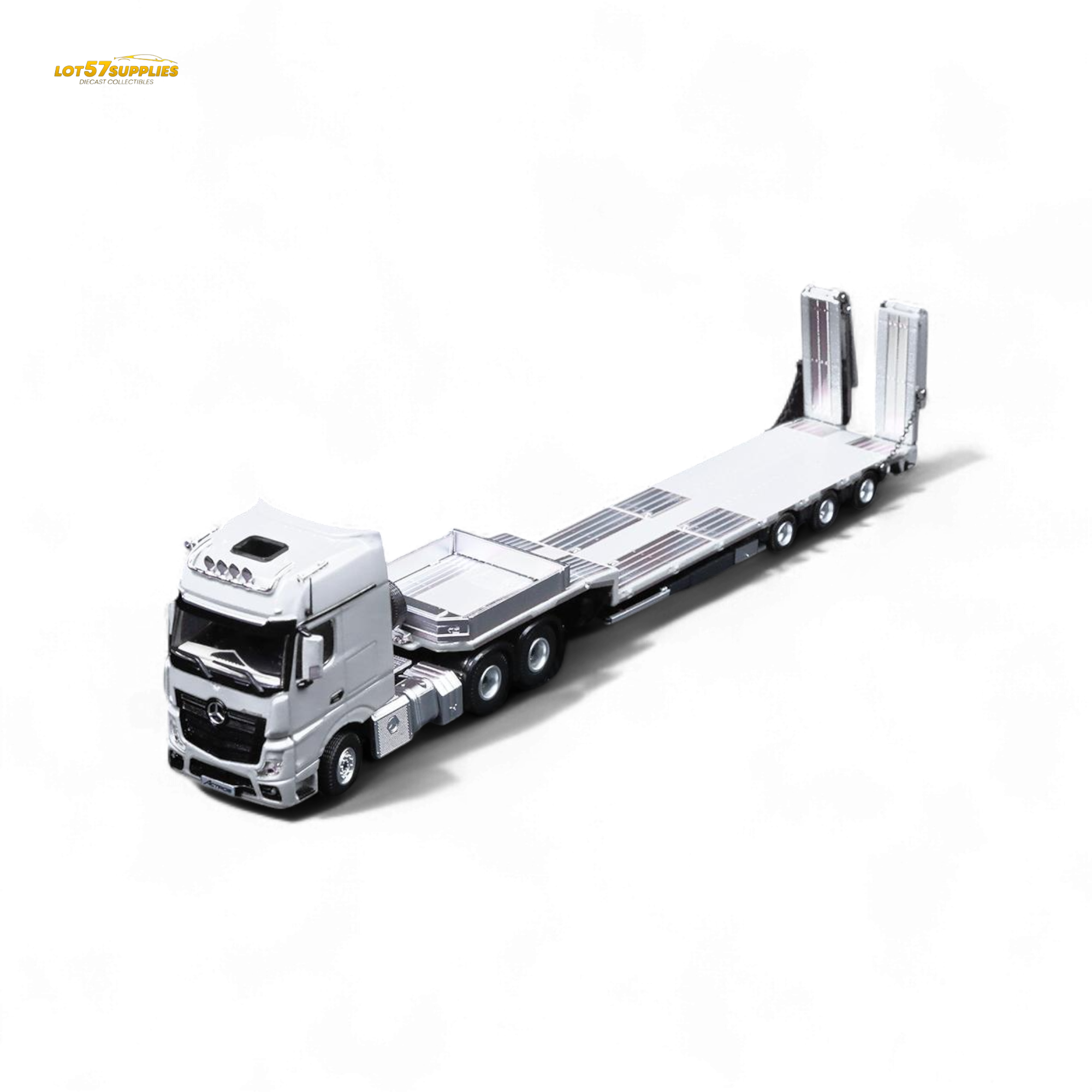 (Pre-Order) TimeMicro & Perka BENZ FLATBED TRANSPORT VEHICLE - White 1/64 (ONLINE ORDER ONLY)