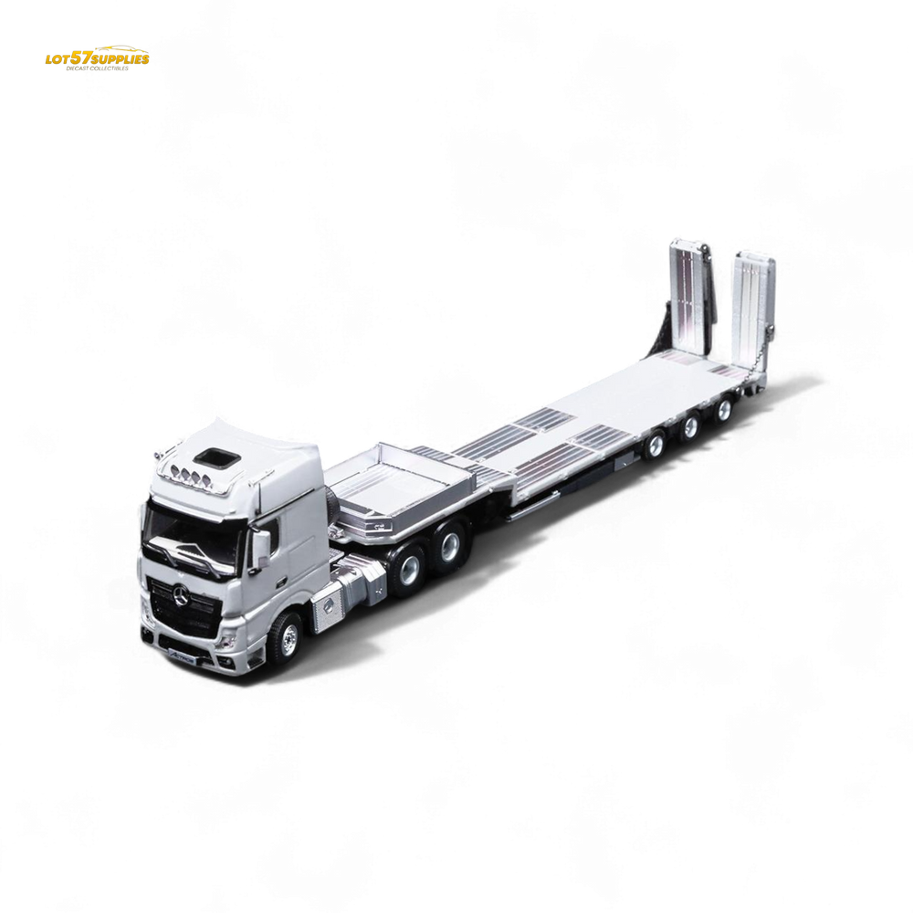 (Pre-Order) TimeMicro & Perka BENZ FLATBED TRANSPORT VEHICLE - White 1/64 (ONLINE ORDER ONLY)