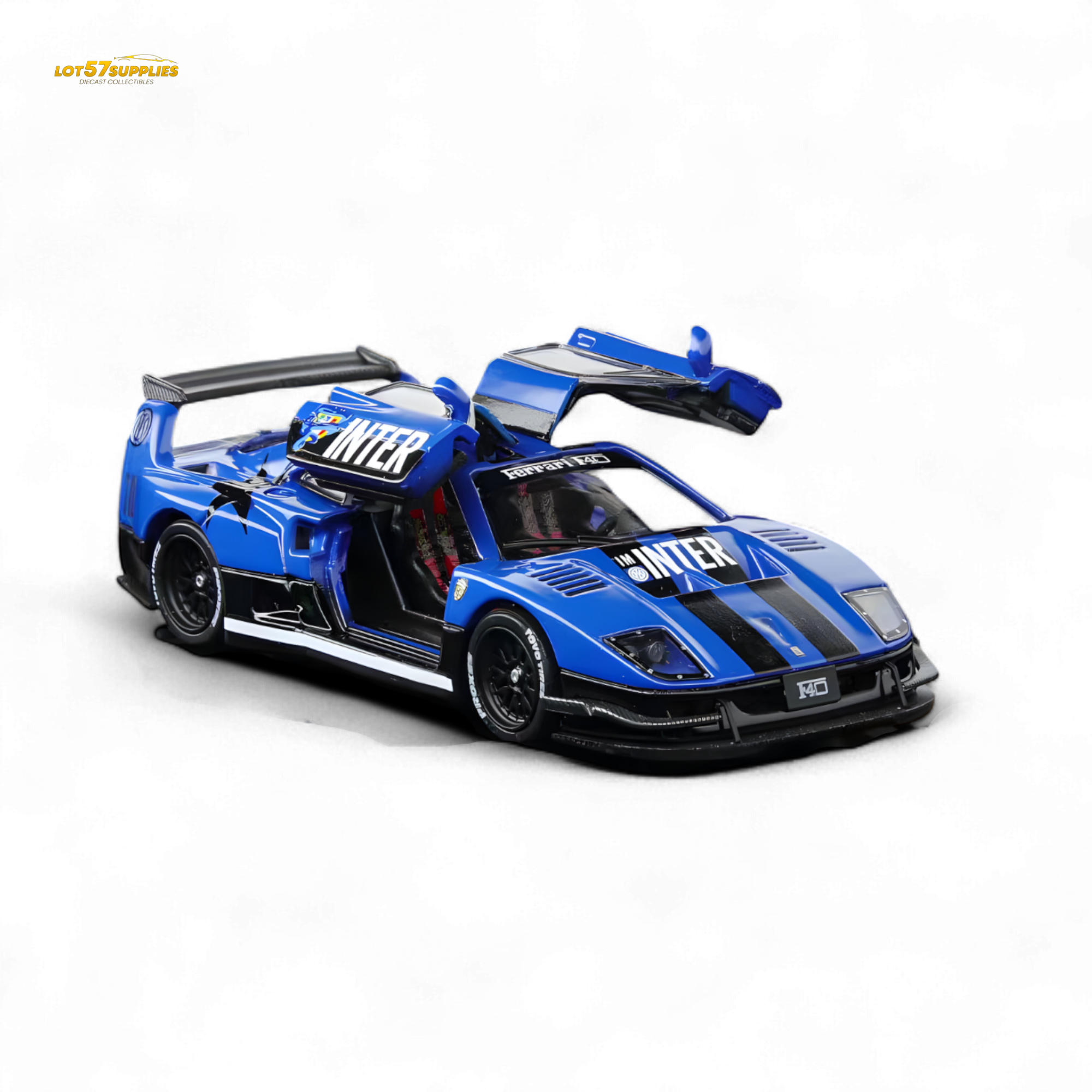 (Pre-Order) Demon King Auto F40 LB-Works Wide-Body Gull Wing Gate Modified - Inter Milan Livery 1:64 (ONLINE ORDER ONLY)