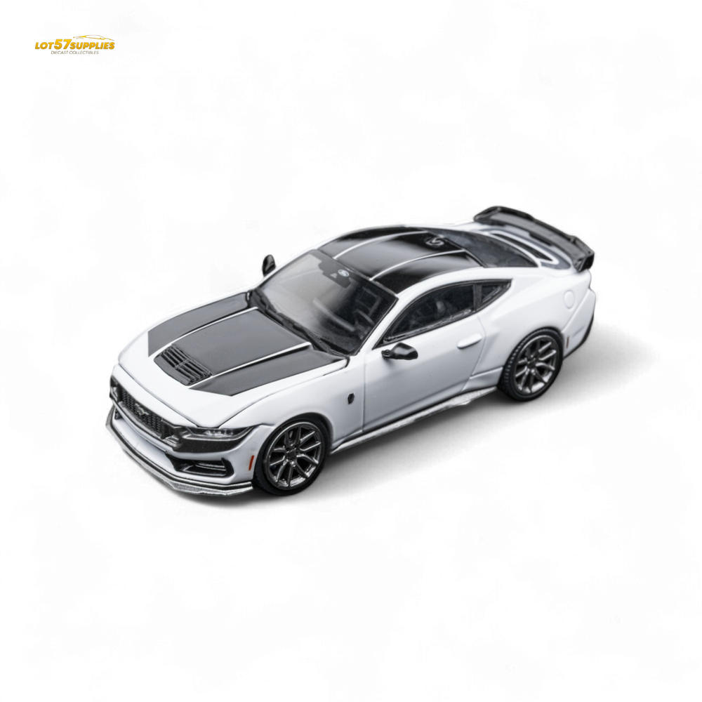 (Pre-Order) DCM Mustang Dark Horse - Crystal White - Titanium Wheels 1:64 (Online Order Only)