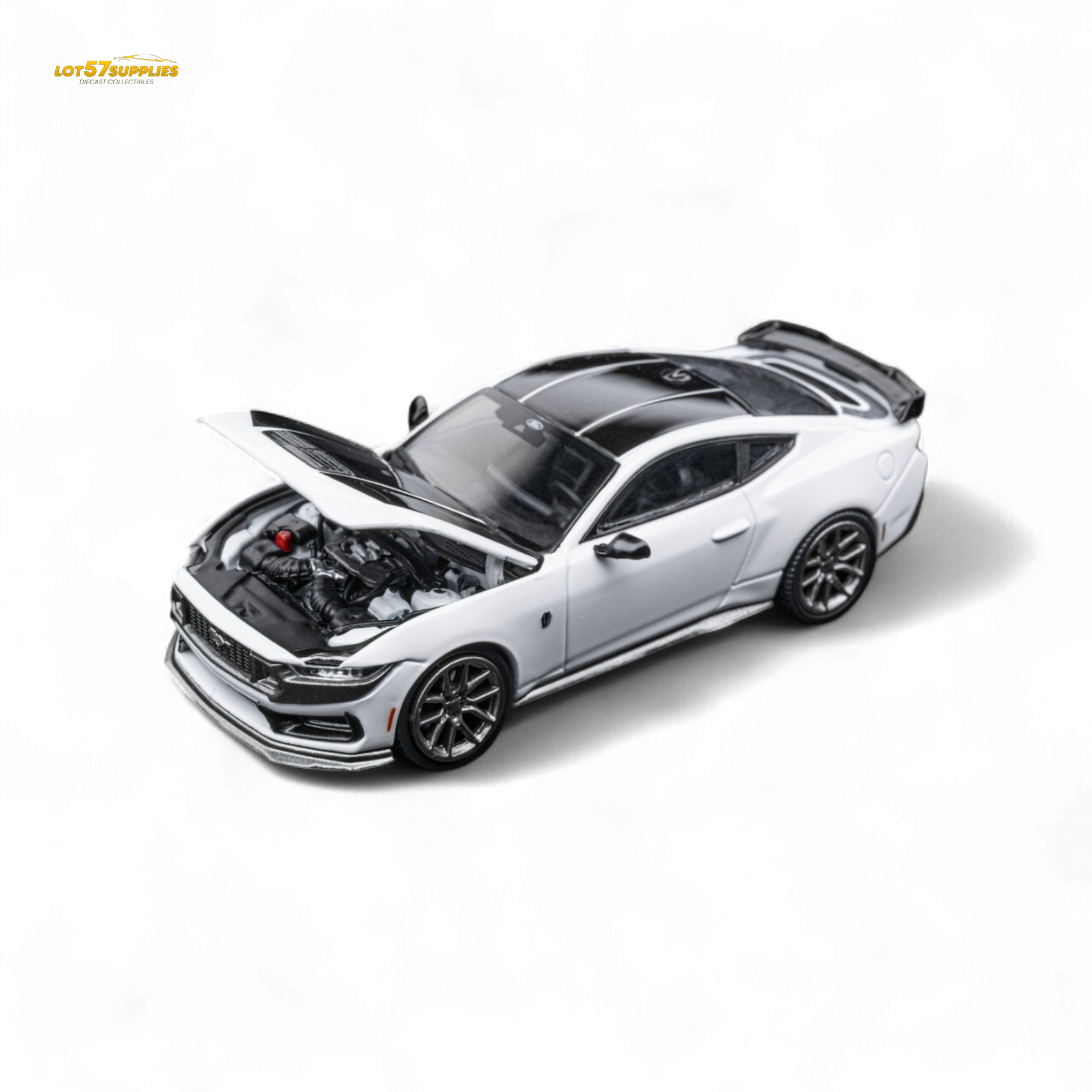 (Pre-Order) DCM Mustang Dark Horse - Crystal White - Titanium Wheels 1:64 (Online Order Only)