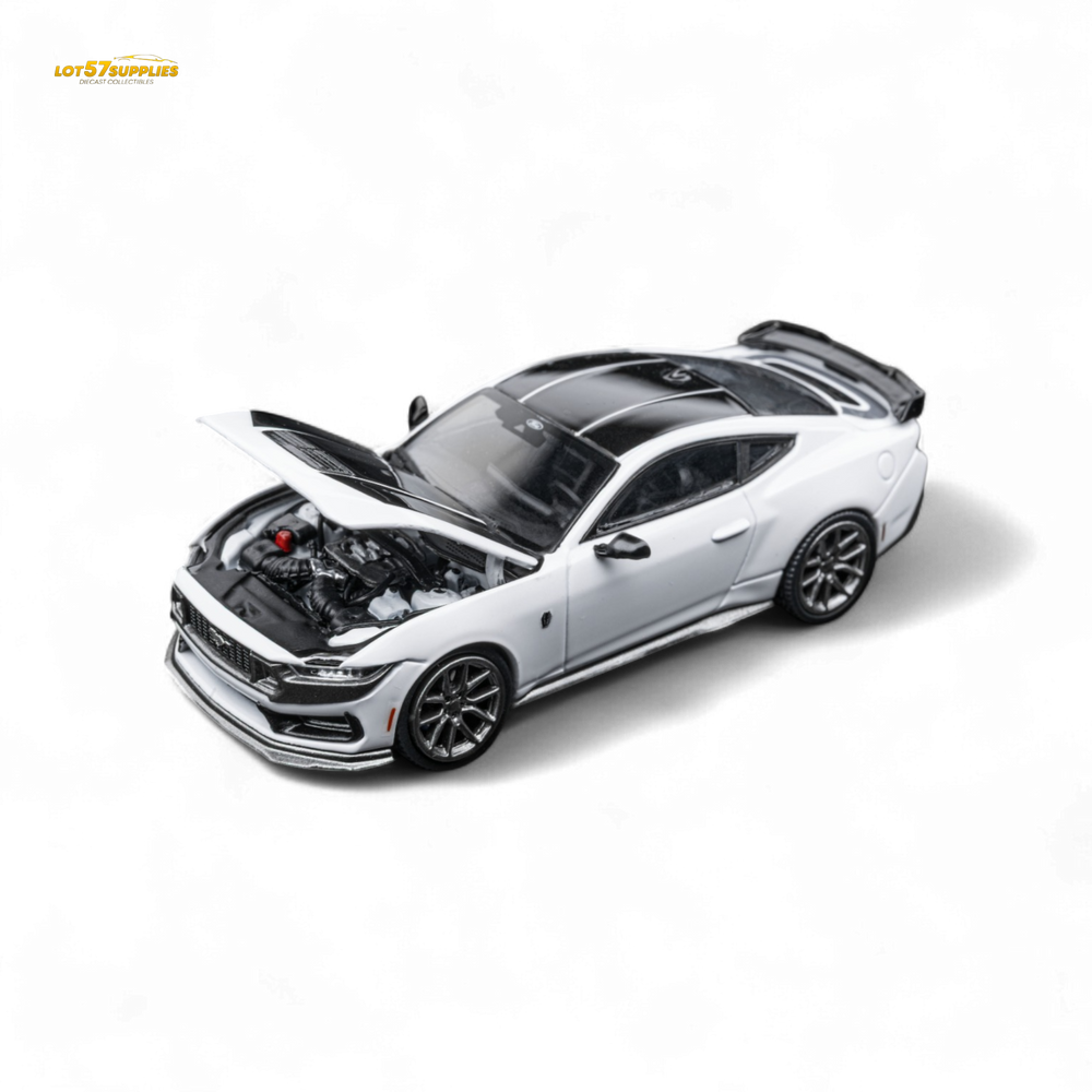 (Pre-Order) DCM Mustang Dark Horse - Crystal White - Titanium Wheels 1:64 (Online Order Only)