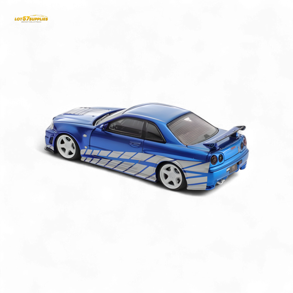 Fast Speed Skyline GT-R R34 Nismo Z-Tune - Blue with Silver Stripes 1:64 (ONLINE ORDER ONLY)
