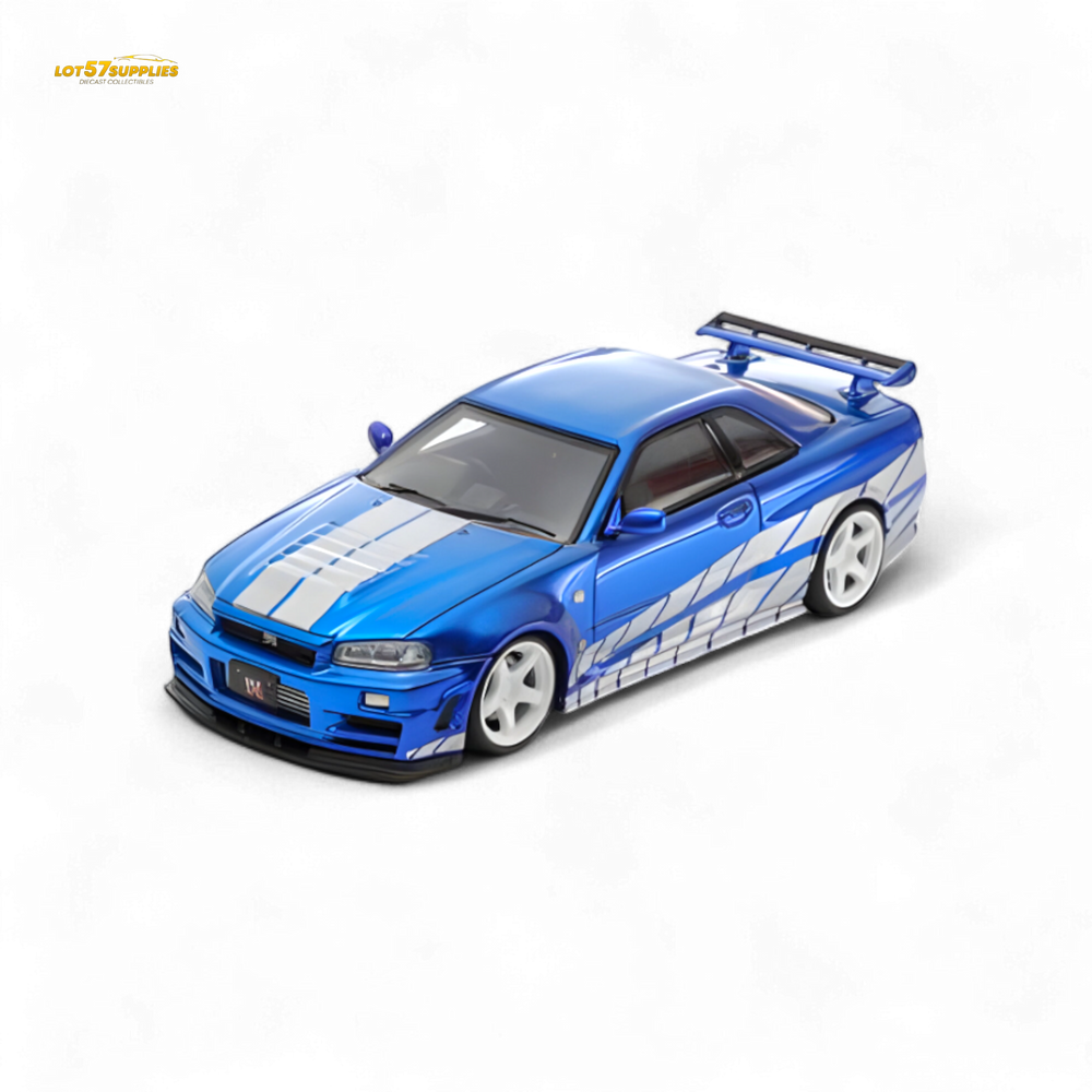 Fast Speed Skyline GT-R R34 Nismo Z-Tune - Blue with Silver Stripes 1:64 (ONLINE ORDER ONLY)