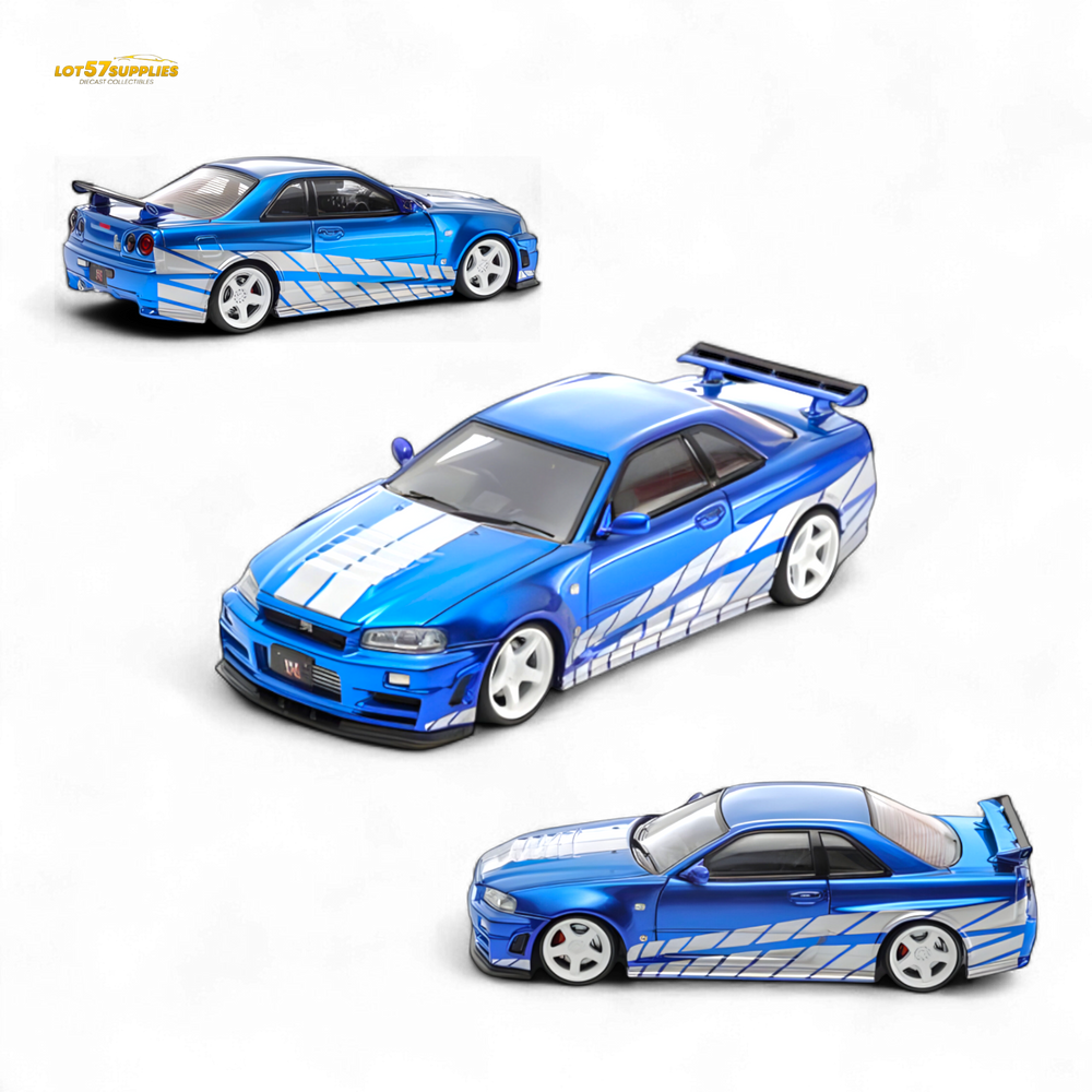 Fast Speed Skyline GT-R R34 Nismo Z-Tune - Blue with Silver Stripes 1:64 (ONLINE ORDER ONLY)