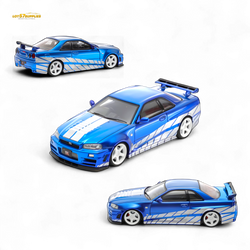 Fast Speed Skyline GT-R R34 Nismo Z-Tune - Blue with Silver Stripes 1:64 (ONLINE ORDER ONLY)