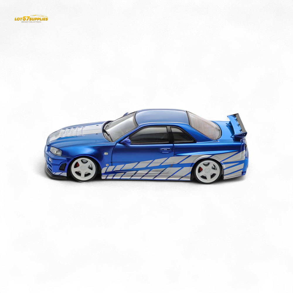 Fast Speed Skyline GT-R R34 Nismo Z-Tune - Blue with Silver Stripes 1:64 (ONLINE ORDER ONLY)