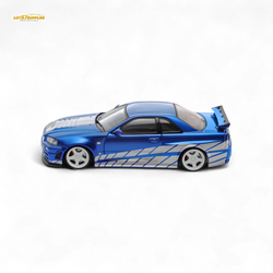 Fast Speed Skyline GT-R R34 Nismo Z-Tune - Blue with Silver Stripes 1:64 (ONLINE ORDER ONLY)