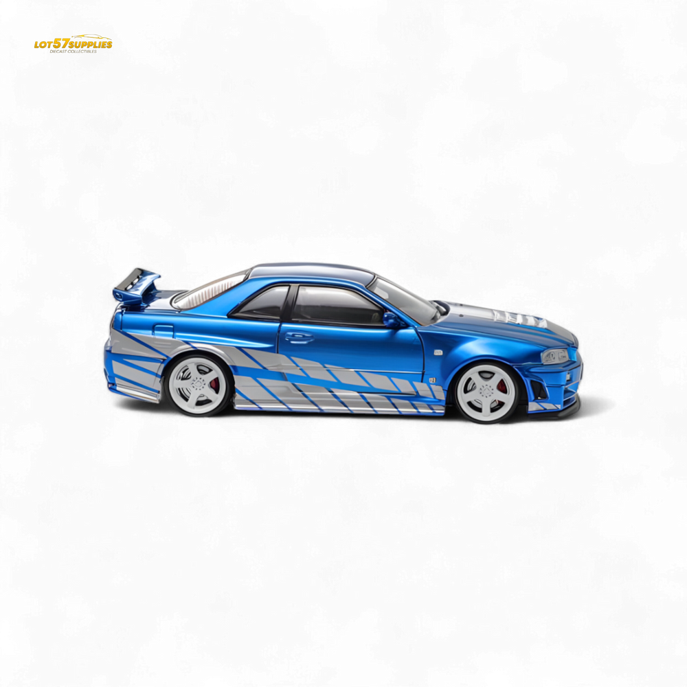 Fast Speed Skyline GT-R R34 Nismo Z-Tune - Blue with Silver Stripes 1:64 (ONLINE ORDER ONLY)